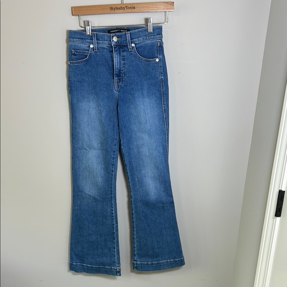 Veronica Beard Carson Ankle Flare Jean Tide Down High Rise Italian Denim Sz 25 - Picture 4 of 13